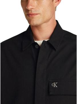 Camisa de carga preta Calvin Klein Jeans para homem