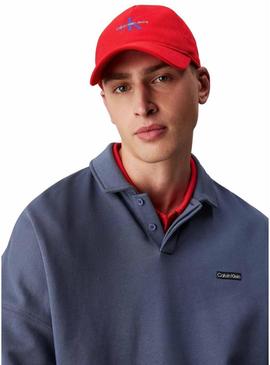 Boné Calvin Klein Jeans Monologo Baseball vermelho para homens.