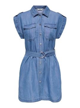 Vestido Only Bea Franco azul para mulher.