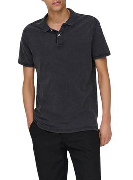 Camisa Polo Only and Sons Travis azul marinho para homem.