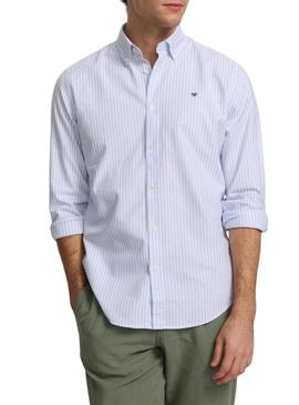 Camisa Silbon Oxford azul e branca para homem