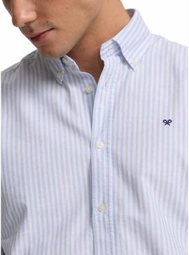Camisa Silbon Oxford azul e branca para homem