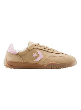 Tênis Converse Run Star Trainer em camurça camel para mulher.