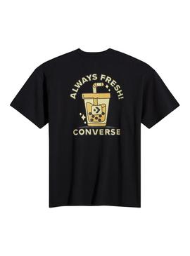 Camiseta Converse Bobba Tea negra para homens.