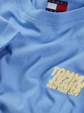 Camiseta Tommy Jeans Bubble azul para mulher