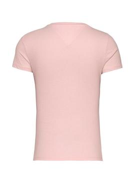 Camiseta Tommy Jeans Essential Logo rosa para mulher
