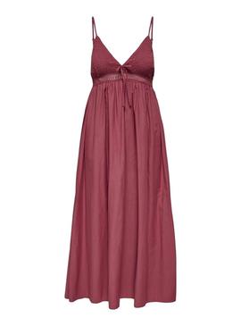 Vestido Only Briar granate para mulher.