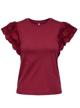 Camiseta Only Macy grená para mulher.