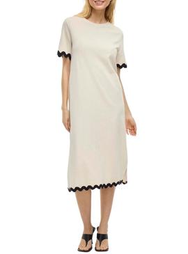 Vestido Vila Calisa bege para mulher.