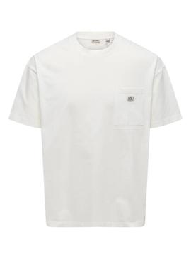 Camisa Only and Sons King Loose branca para homem.