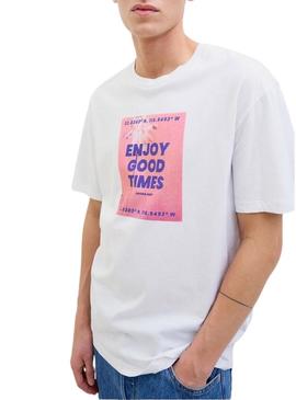 Camiseta Jack and Jones Porto branca para homem.