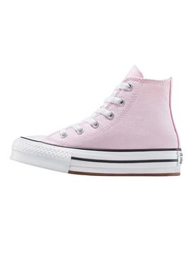 Tênis Converse Chuck Taylor All Star Lift Platform rosa para meninas e meninos.