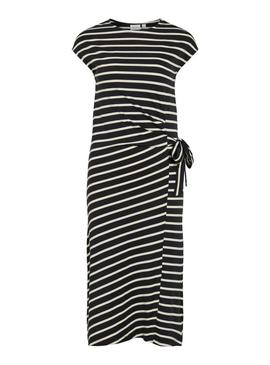 Vestido Vila Vipompia listras preto para mulher.