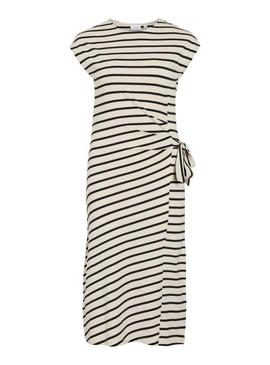 Vestido Vila Vipompia listrado branco para mulher