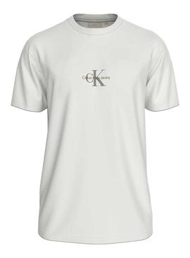 Camiseta Calvin Klein Jeans Monologo branca para mulher.