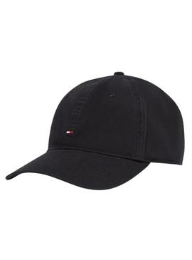 Boné Tommy Hilfiger Flag Soft preto para homem.