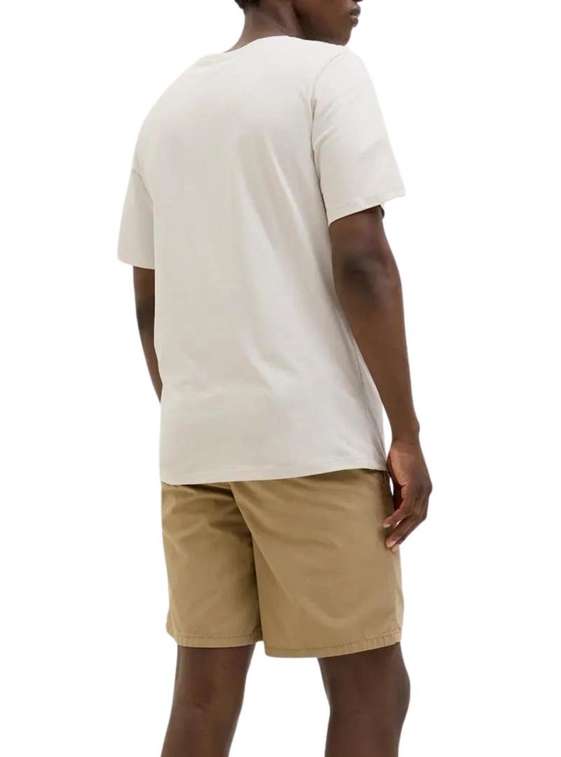 Camiseta Jack and Jones Jaxon bege para homem.