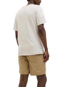 Camiseta Jack and Jones Jaxon bege para homem.