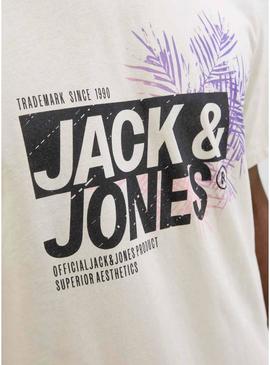 Camiseta Jack and Jones Jaxon bege para homem.
