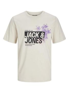 Camiseta Jack and Jones Jaxon bege para homem.