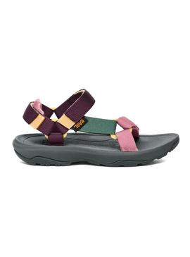 Sandálias Teva Hurricane verde e rosa para menina.