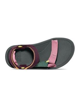 Sandálias Teva Hurricane verde e rosa para menina.
