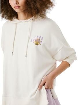 Moletom Pepe Jeans Angy branco para mulher.