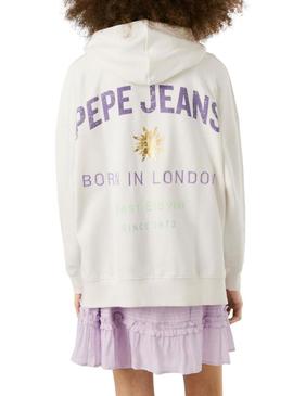 Moletom Pepe Jeans Angy branco para mulher.