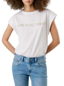 Camisa Pepe Jeans Aurore branca para mulher.