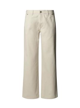 Calça jeans Pepe Jeans Loose Hazel bege para mulher.