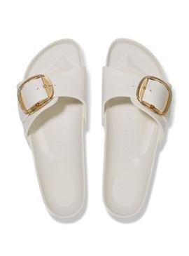 Sandálias Birkenstock Madrid Big Buckle branco para mulher.