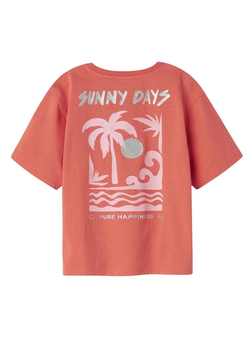 Camiseta Name It Jely coral para menina