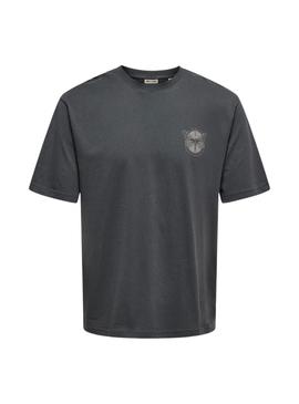 Camiseta Only and Sons Tristan cinza para homem.