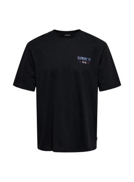Camiseta Only and Sons Tristan preta para homem.