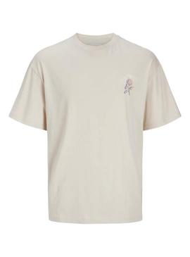 Camiseta Jack and Jones Charge beige para homem.