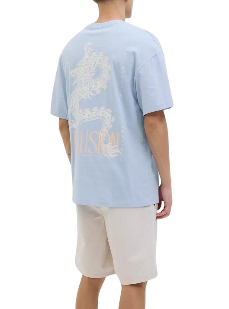 Camiseta Jack and Jones Charge azul para homem.