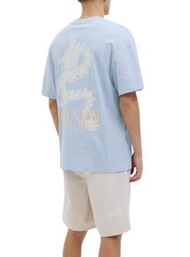 Camiseta Jack and Jones Charge azul para homem.