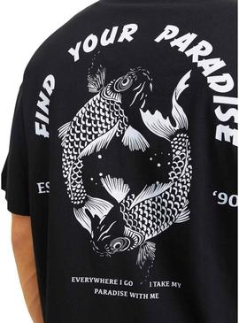 Camiseta Jack and Jones Charge preta para homem.