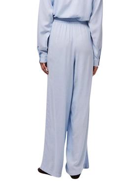 Calça Pieces Pia Wide azul para mulher.