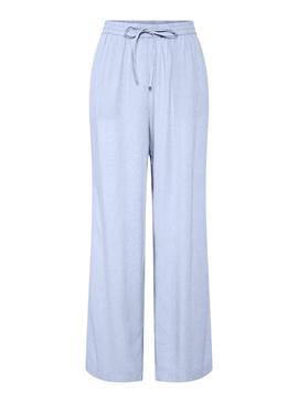 Calça Pieces Pia Wide azul para mulher.