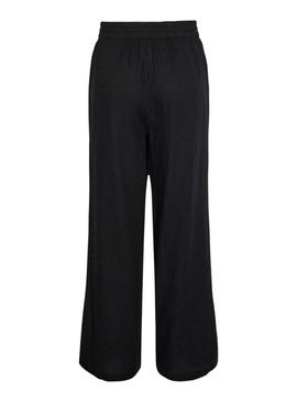Calça Pieces Pia Wide preta para mulher.