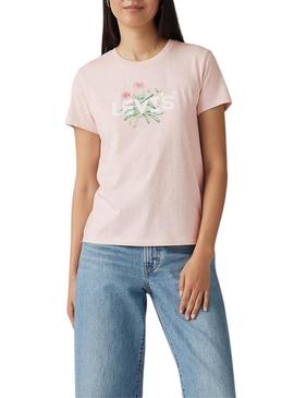 Camiseta Levis The Perfect Tee rosa para mulher.