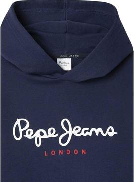 Moletom Pepe Jeans Art Hoodie azul para menino.