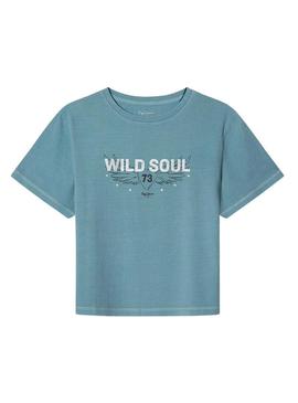 Camiseta Pepe Jeans Thais turquesa para menina.