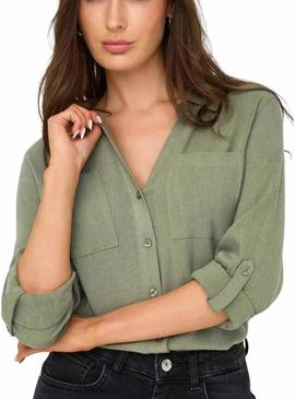 Camisa Only Yasmin verde para mulher.