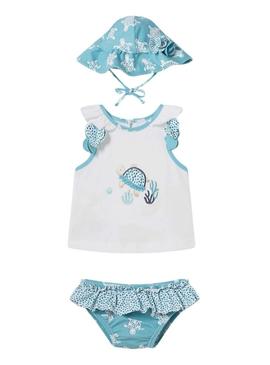 Conjunto de banho azul Mayoral para bebê.