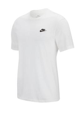 Camiseta Nike Sportswear Club branca para homem.