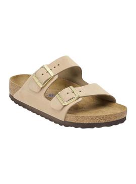 Chinelos Birkenstock Arizona Soft bege para mulheres