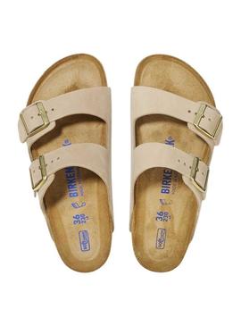 Chinelos Birkenstock Arizona Soft bege para mulheres