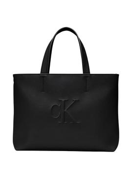 Bolsa Calvin Klein Jeans Mini Tote preta para mulher.